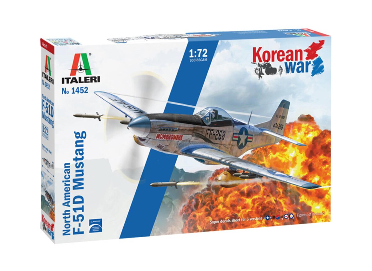 Italeri 1452 1:72 North American F-51D Mustang War Military Aircraft Plane Kit