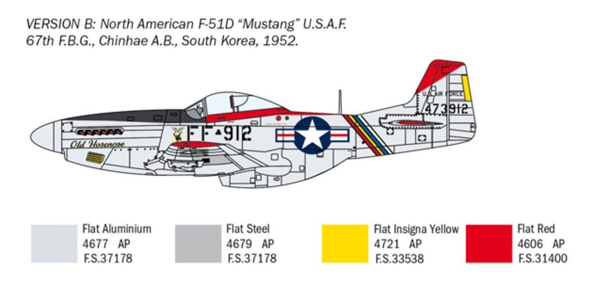 Italeri 1452 1:72 North American F-51D Mustang War Military Aircraft Plane Kit