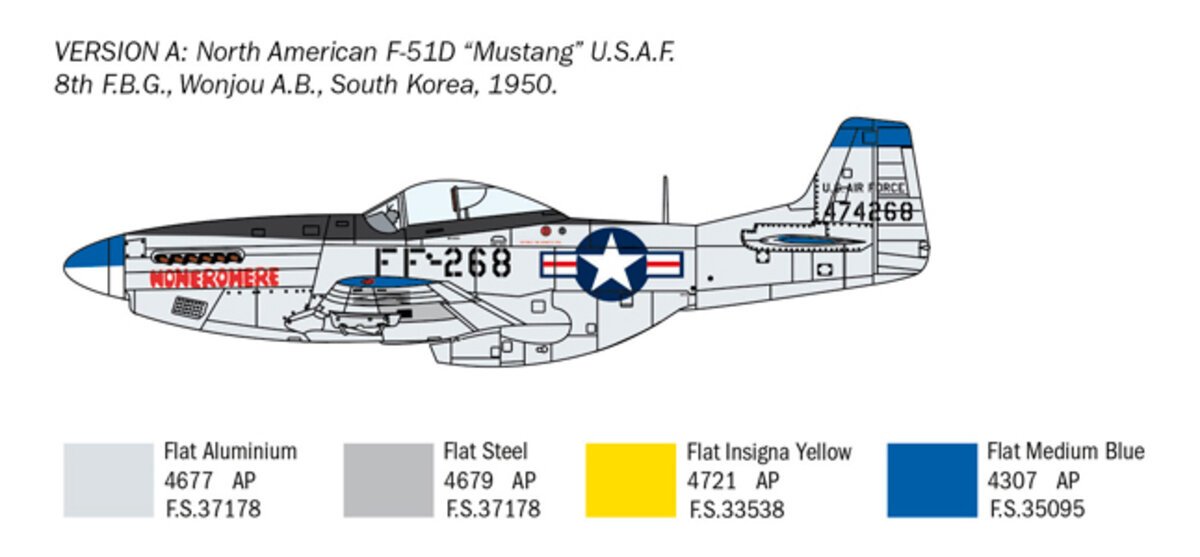 Italeri 1452 1:72 North American F-51D Mustang War Military Aircraft Plane Kit