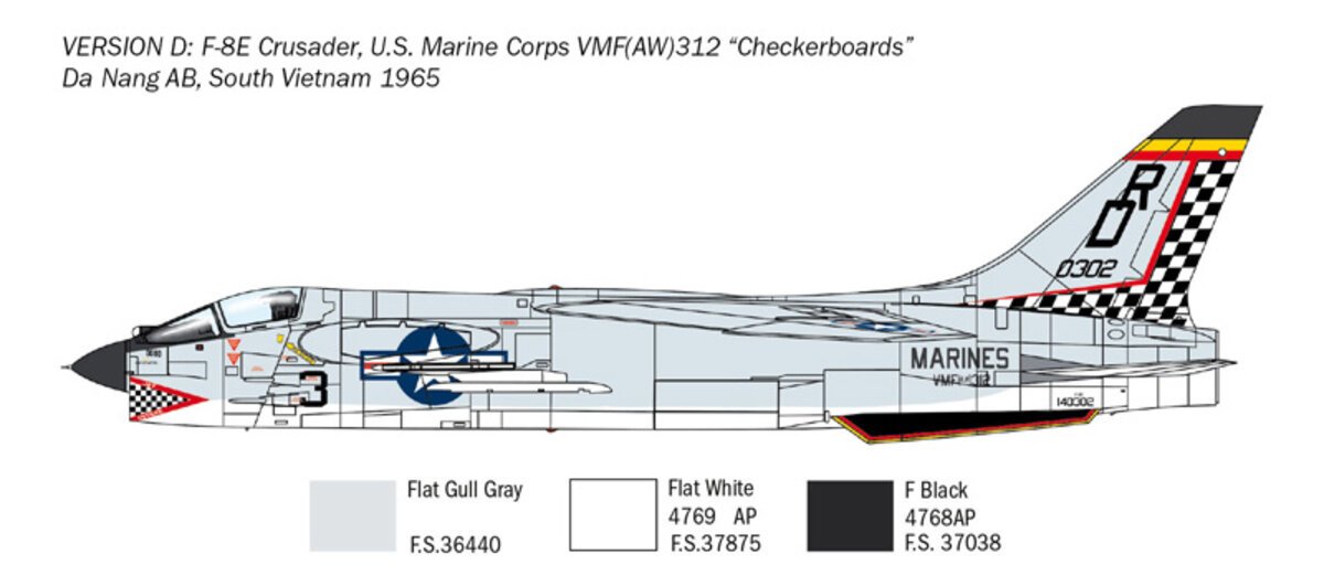 Italeri 1456 1:72 F-8E Crusader Fighter Military Aircraft Plane Model Kit
