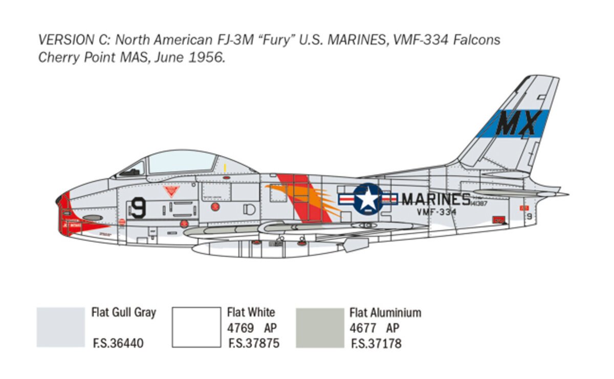 Italeri 2811 1:48 North American FJ-2/3 Fury Military Aircraft Plane Model Kit