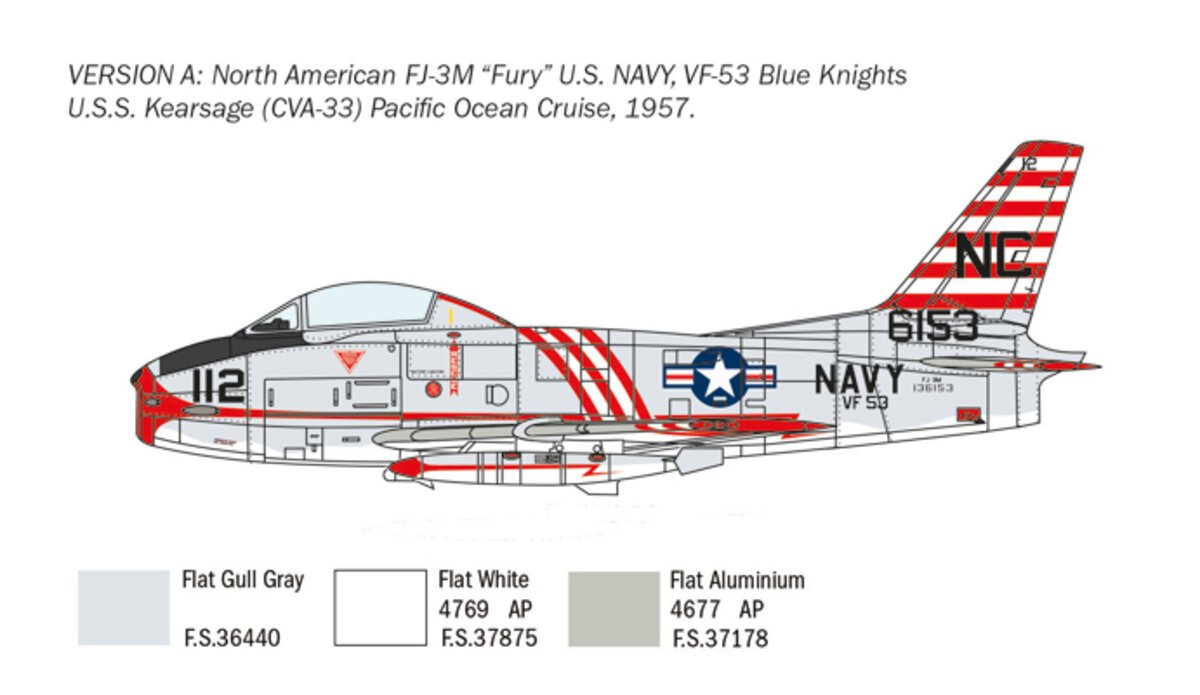 Italeri 2811 1:48 North American FJ-2/3 Fury Military Aircraft Plane Model Kit