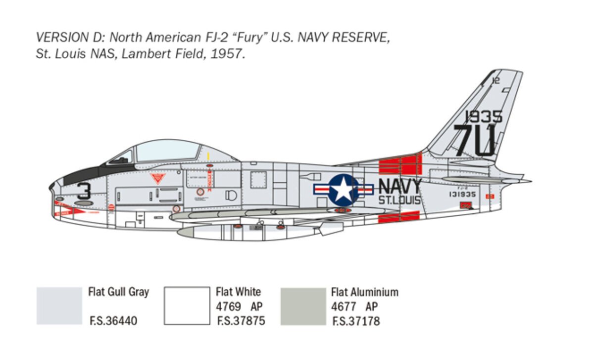 Italeri 2811 1:48 North American FJ-2/3 Fury Military Aircraft Plane Model Kit