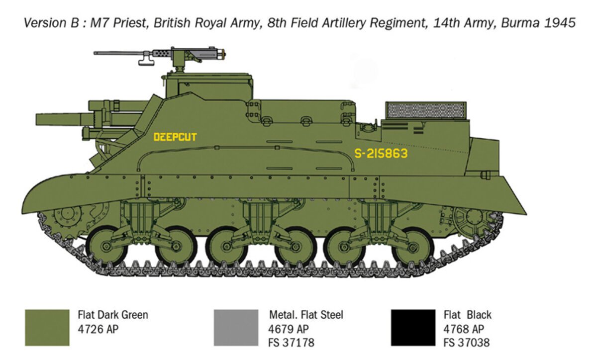 Italeri 6580 1:35 M7 Priest Military Vehicle Model Kit