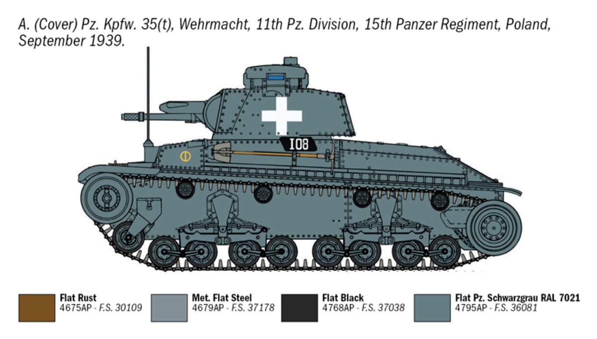 Italeri 7084 1:72 Pz.Kpfw. 35(T) Military Tank Model Kit