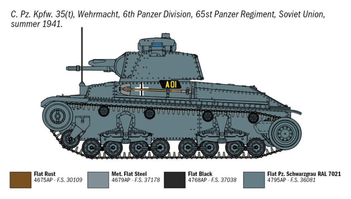Italeri 7084 1:72 Pz.Kpfw. 35(T) Military Tank Model Kit