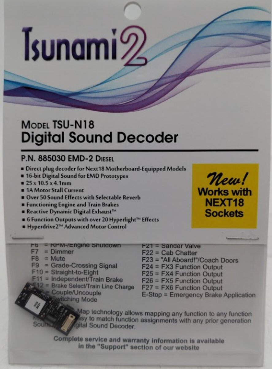 SoundTraxx 885030 TSU-N18 Tsunami 2 DCC Sound Decoder for EMD-2 Diesel