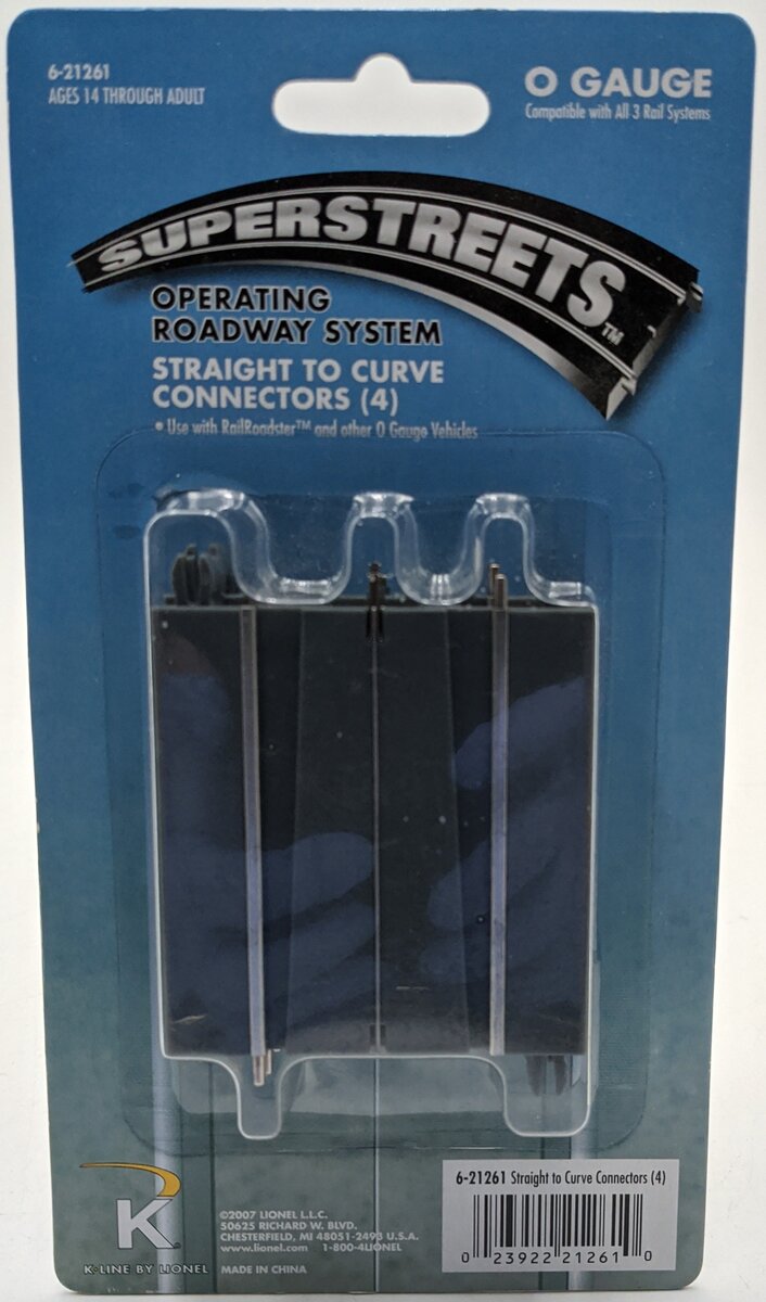 K-Line 6-21261 O Superstreets Straight To Curve Connectors (Pack of 4)