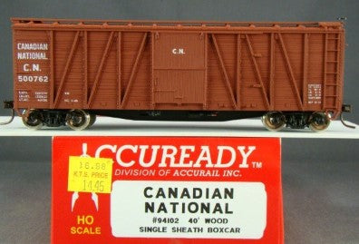 Accurail 94102 HO Scale Canadian National 40' Wood Boxcar #500762