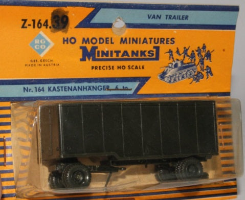Roco Z-164 HO Scale Minitanks Military Green Kastenanhanger Van Trailer