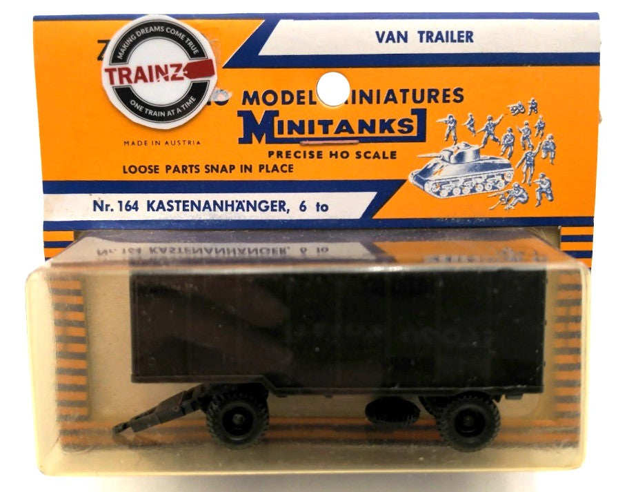 Roco Z-164 HO Scale Minitanks Military Green Kastenanhanger Van Trailer