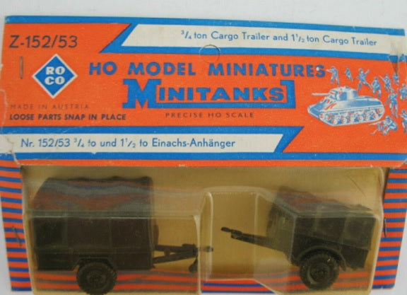Roco Z-152 1:87 Minitanks 3/4 Ton Cargo Trailer and 1 1/2 Ton Trailer