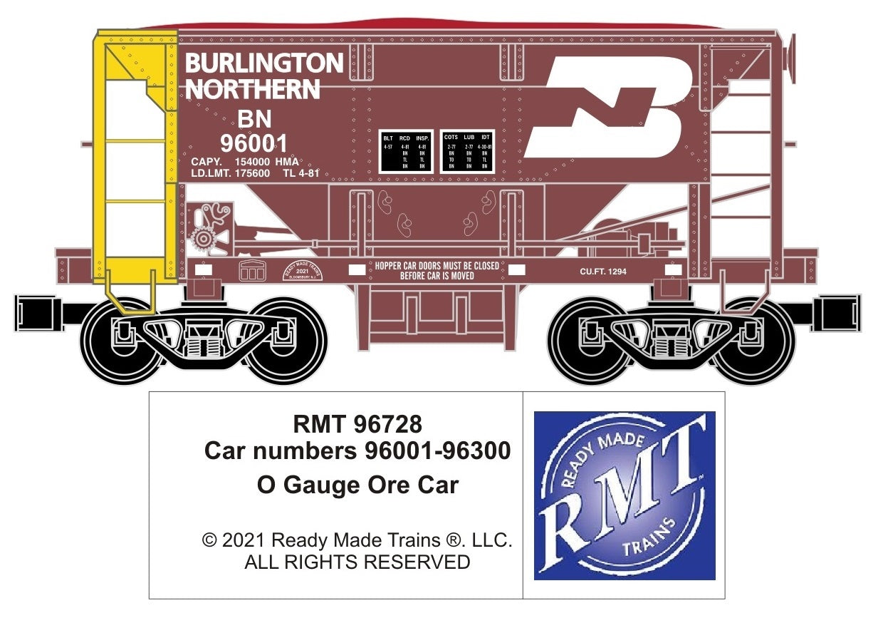 RMT 96728 O Burlington Northern Ore Car