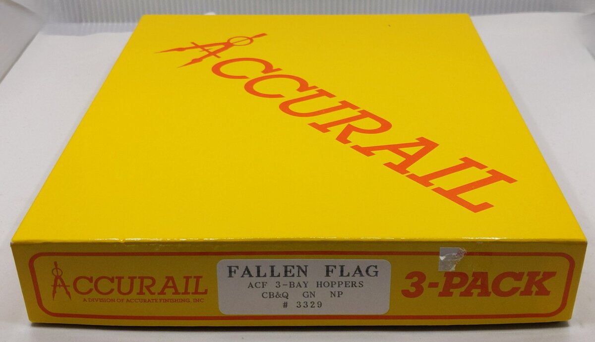 Accurail 3329 HO Scale Fallen Flags ACF 3-Bay Hoppers - CB&Q, GN, NP