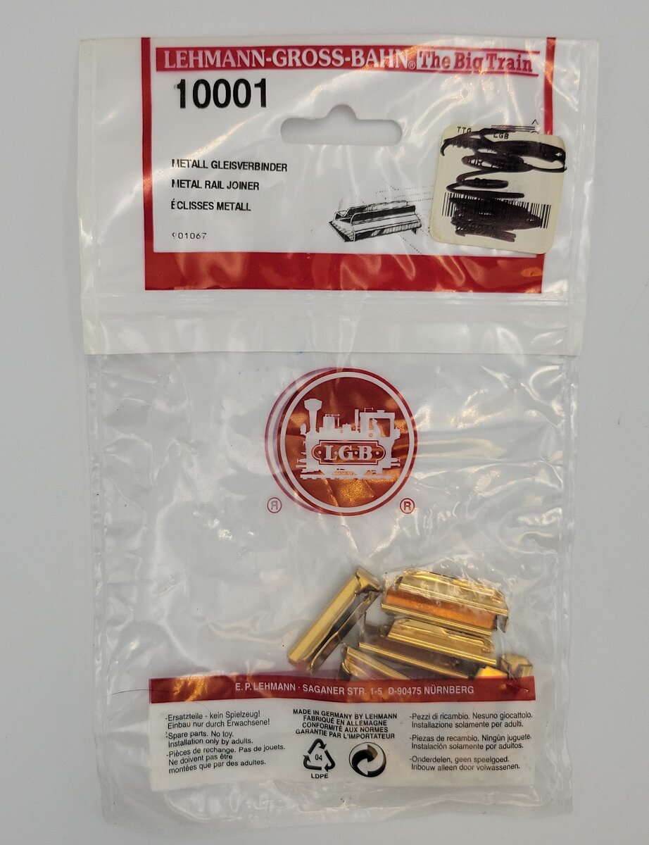LGB 10001 G Gauge Brass Track Rail Joiner (Pack of 10)