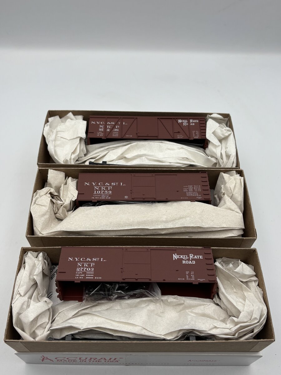Accurail 8140 HO Scale Nickel Plate Road 36' Fowler & Wood Boxcar Kit (Set of 3)
