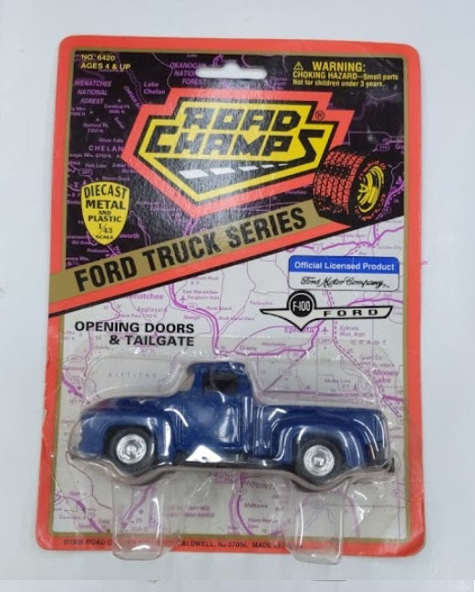Road Champs 6420 1:43 Scale Ford Truck Series Navy Blue Pick Up F-100 Diecast