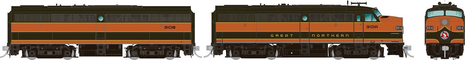 Rapido Trains 037019 HO GN Alco FA-1/FB-1 Diesel Locomotive DC #310A & #310B