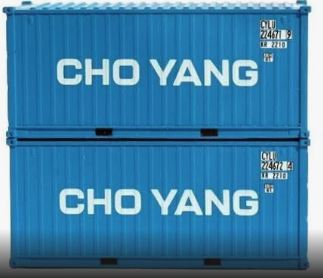 JTC Model Trains 205430 N Cho Yang 20' Standard C.S. Container (Pack of 2)