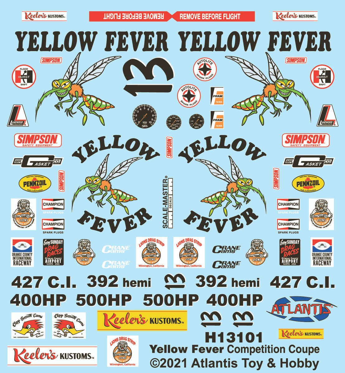 Atlantis Models 13101 1:25 Yellow Fever Competition Coupe Plastic Model Kit