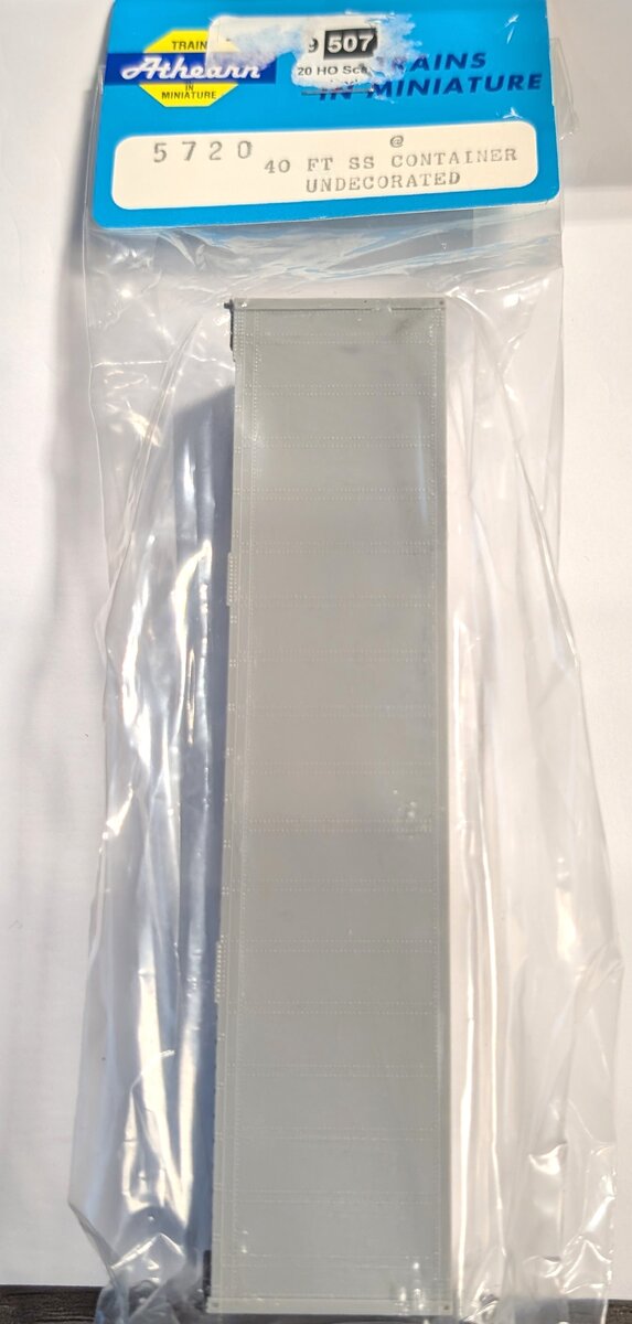 Athearn 5720 HO Scale 40' SS Undecorated Gray Container