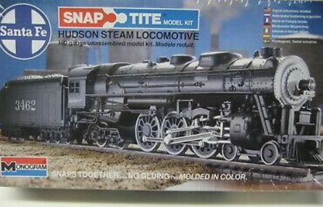 Monogram 1107 Santa Fe Hudson Steam Locomotive Plastic Model Kit