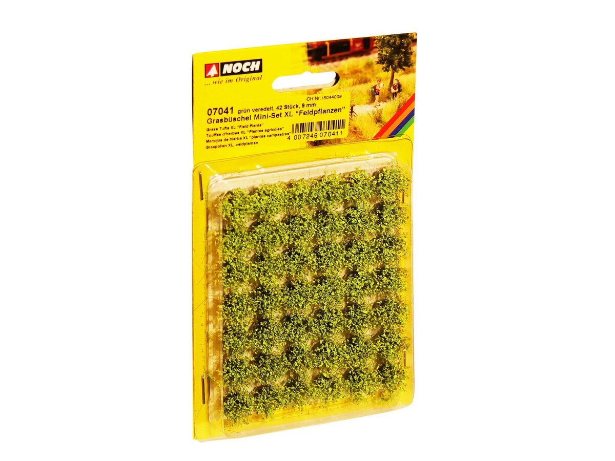 Noch 07041 Grass Tufts Mini Set XL 9 mm Green Flock “Field Plants” (Set of 42)
