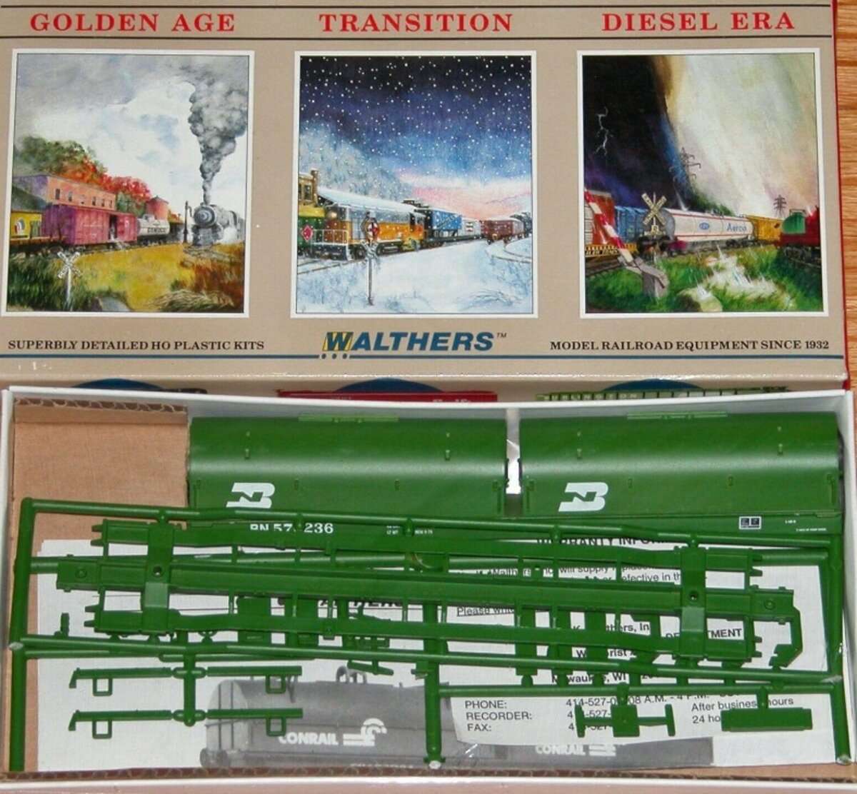 Walthers 932-3885 HO Burlington Northern 55'''' Cushion-Coil Car # 576236 Kit