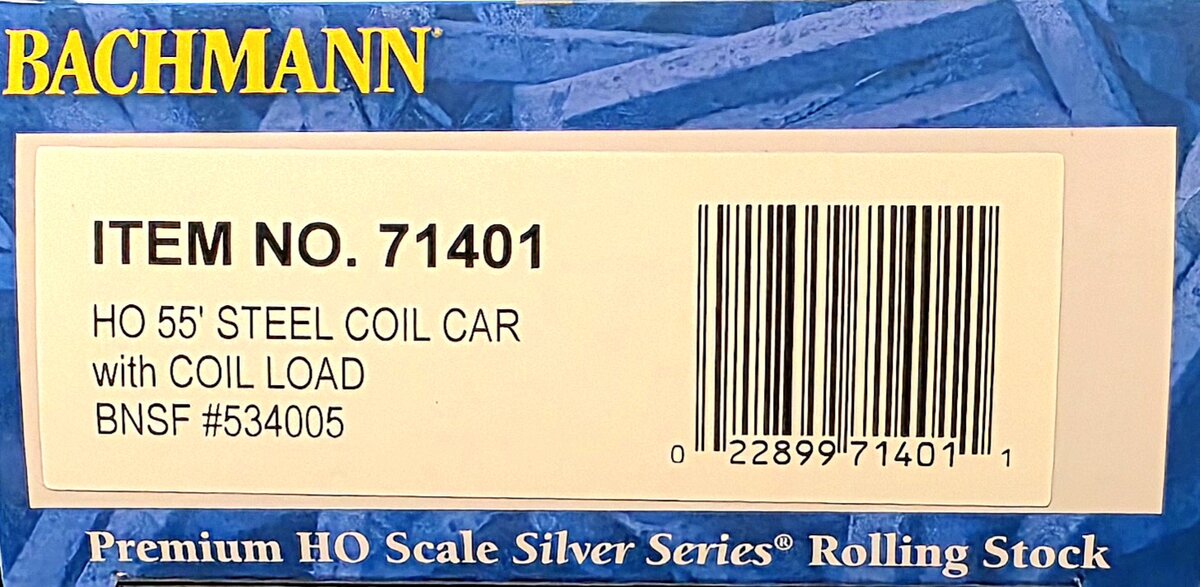 Bachmann 71401 HO Scale BNSF 55' Steel Coil Car w/Coil Load #534005