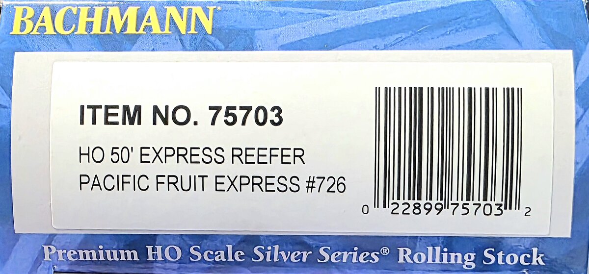 Bachmann 75703 HO Pacific Fruit Express 50' Express Reefer #726