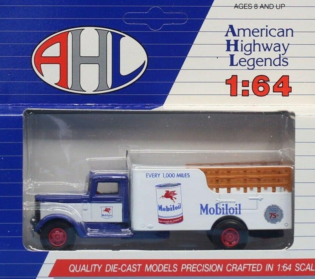 AHL L03052 1:64 Scale Mobiloil Every 1,000 Miles Peterbilt 260 Die Cast Truck