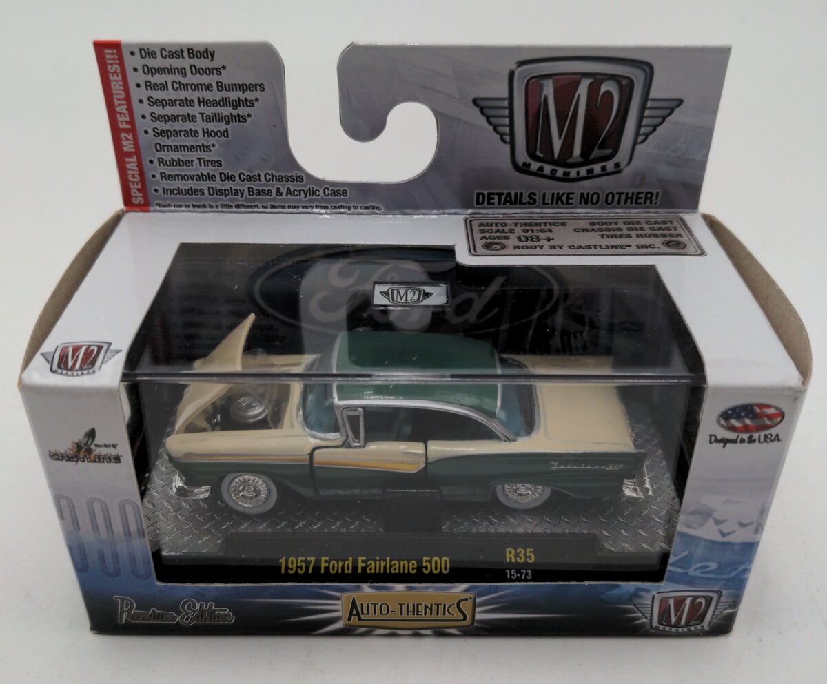 M2 Machines 32500 1:64 Green/Cream 1957 Ford Fairline 500 R35