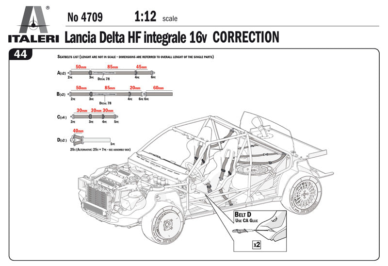 Italeri 4709 1:12 Lancia Delta HF Integrale 16v Plastic Model Kit