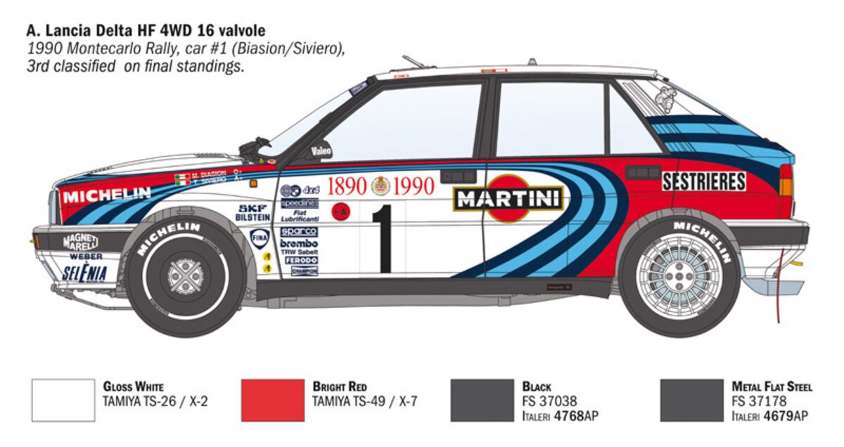 Italeri 4709 1:12 Lancia Delta HF Integrale 16v Plastic Model Kit