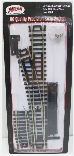 Atlas 860 HO Scale Nickel Silver Left Hand Manual Snap-Switch Turnout