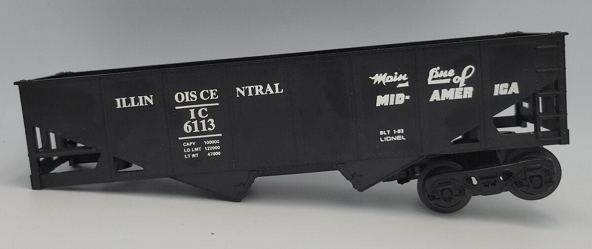 Lionel 9010-10 Illinois Central Black Plastic Hopper Car Shell w/o Truck #6113