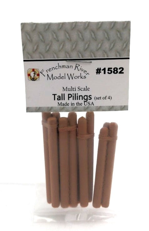 Frenchman River Modelworks 1582 Multi Scale HO/O/ON30 Tall Pilings (Set of 4)