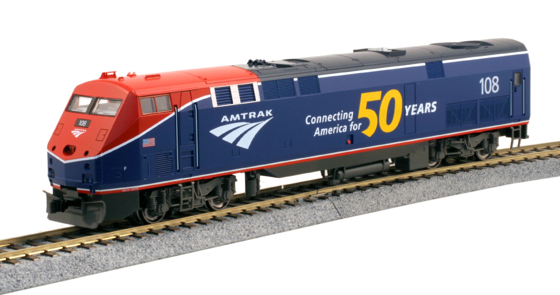 Kato 37-6115-LS HO Amtrak Ph. VI GE P42 Genesis Diesel Locomotive w/ Sound #108
