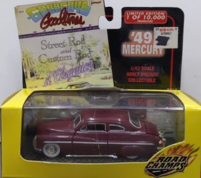 Road Champs 68600 1:43 Maroon Goodguys Goodtimes 1949 Mercury Hotrod