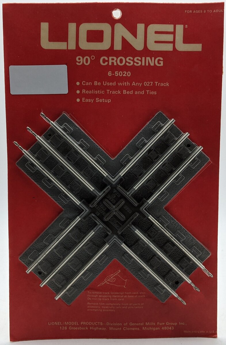 Lionel 6-5020 027 Gauge 90 Degree Crossing