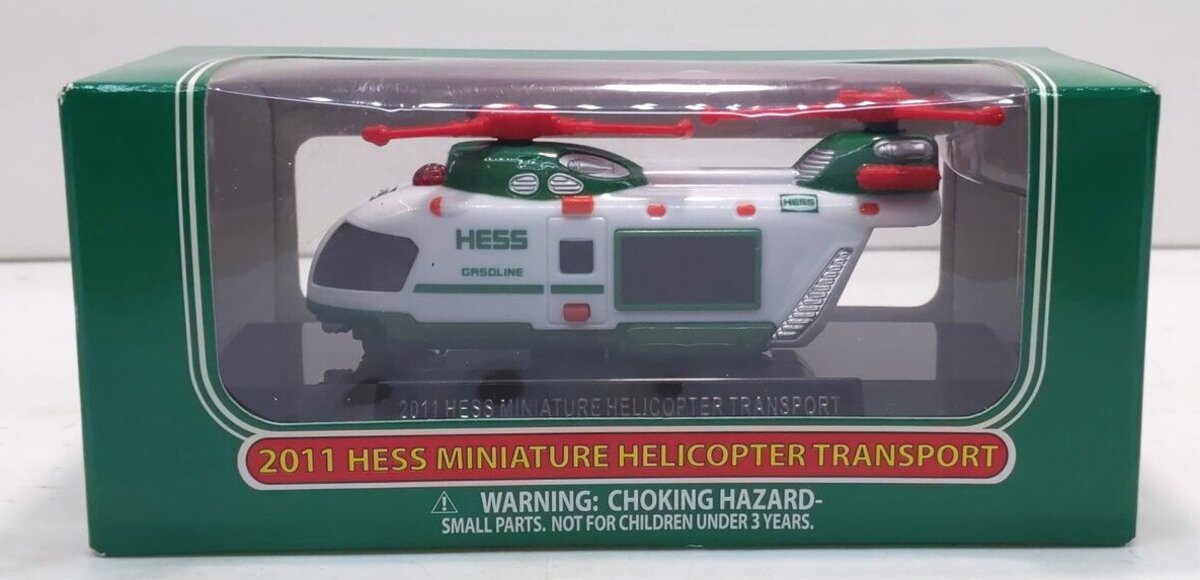 Hess 2011 Miniature White/Green & Red Helicopter Transport