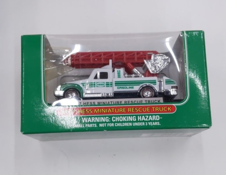 Hess 2007 White/Green & Red Miniature Rescue Truck W/Display Case