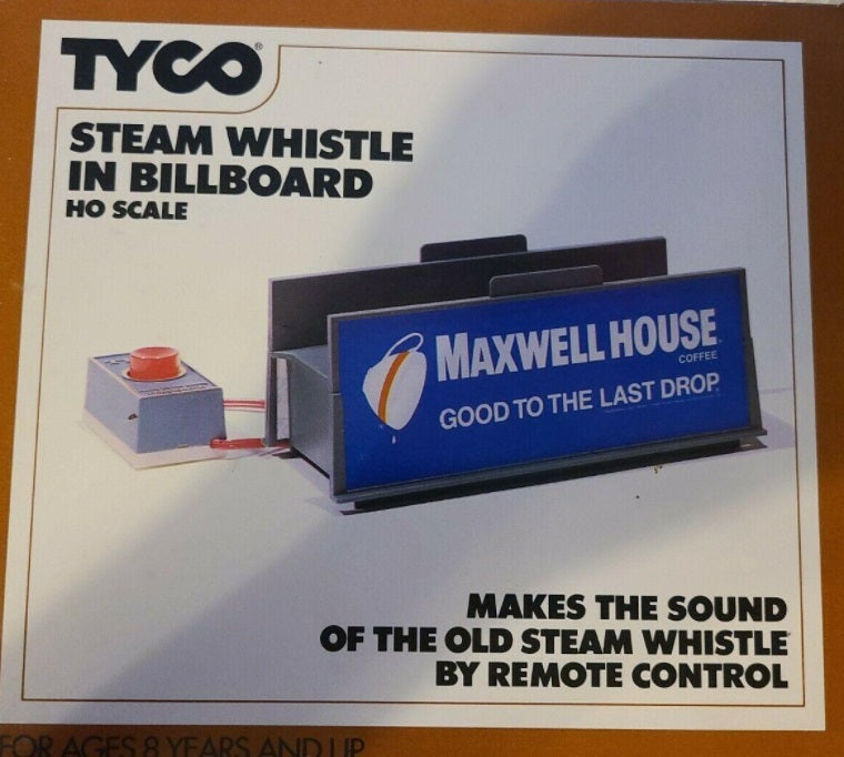 Tyco 934 HO Steam Whistle In Billboard W/Remote Control