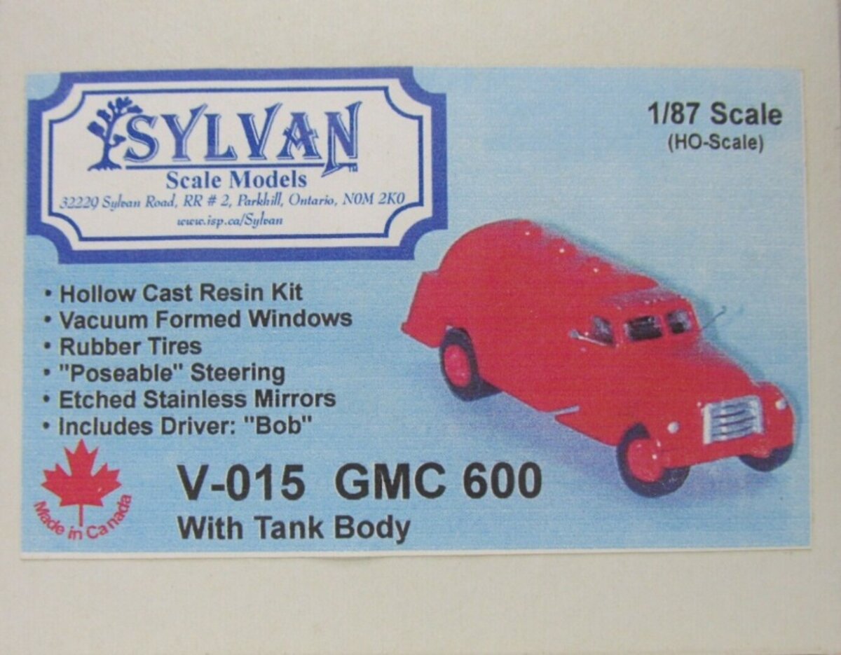 Sylvan Scale Models V-015 HO 1950-53 GMC600 W/Tank Body Unpainted Cast Resin Kit