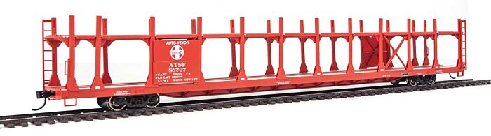 Walthers 910-8001 HO ATSF 89' Flatcar with Bi-Level Open Auto Rack RTR #88707