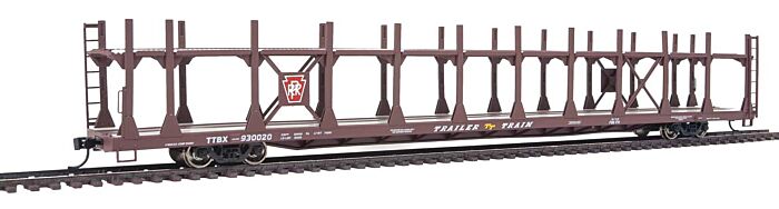 Walthers 910-8022 HO PRR 89' Flatcar with Bi-Level Open Auto Rack RTR #930020