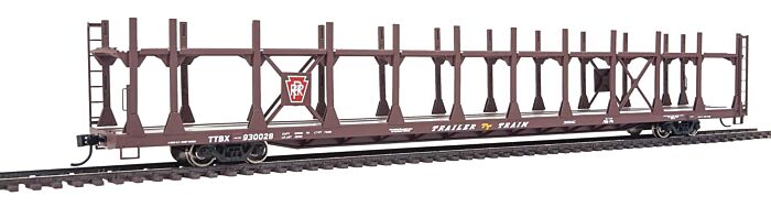 Walthers 910-8023 HO PRR 89' Flatcar with Bi-Level Open Auto Rack RTR #930028