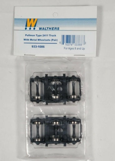 Walthers 933-1086 HO Scale Pullman Type 2411 Truck W/Metal Wheelsets (Pack of 2)