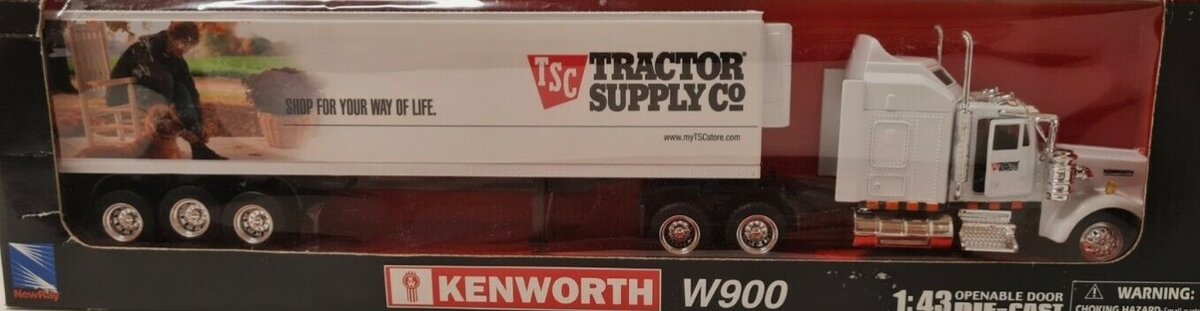 New-Ray 15343 1:43 Scale Tractor Supply Tractor & Trailer Kenworth W900 Die-Cast