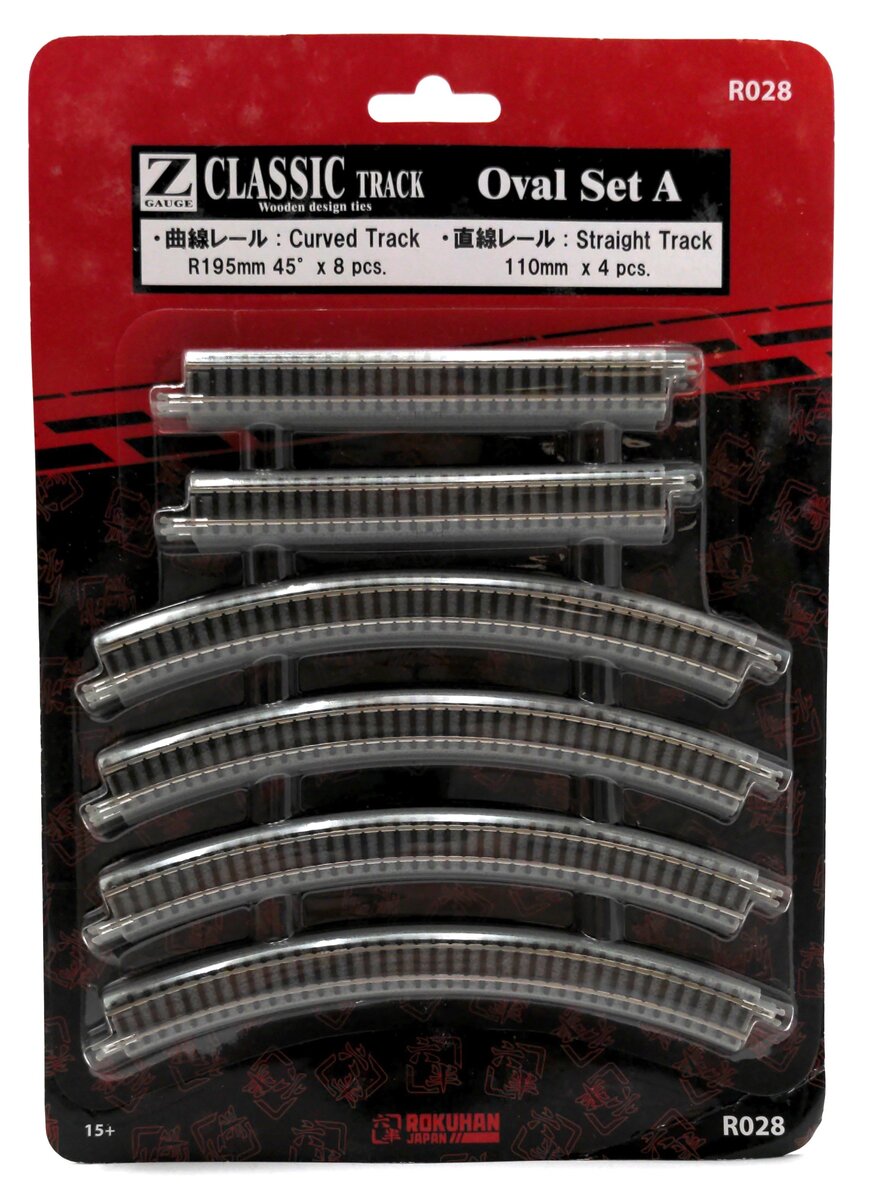 Rokuhan R028 Z Curved Track R195mm 45 Degree Straight Track 110mm